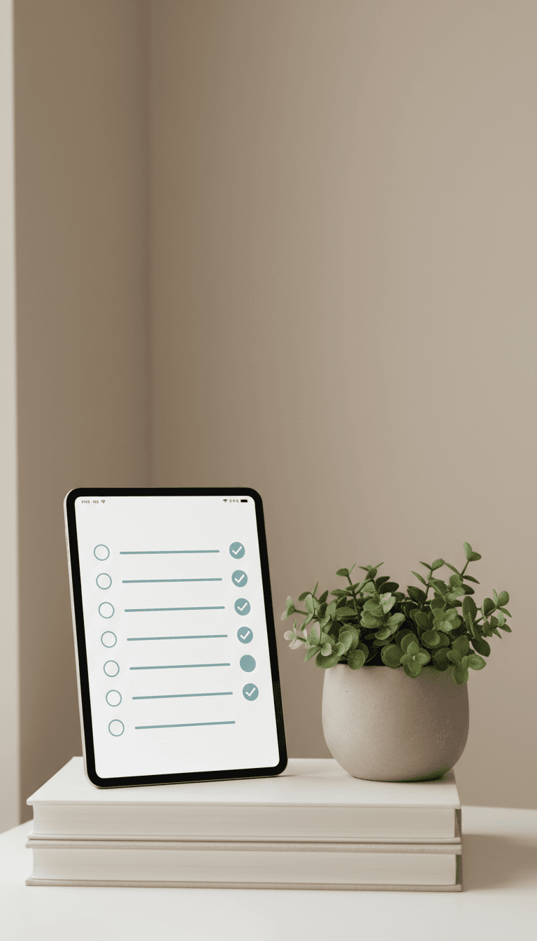 Tablet showing a digital checklist